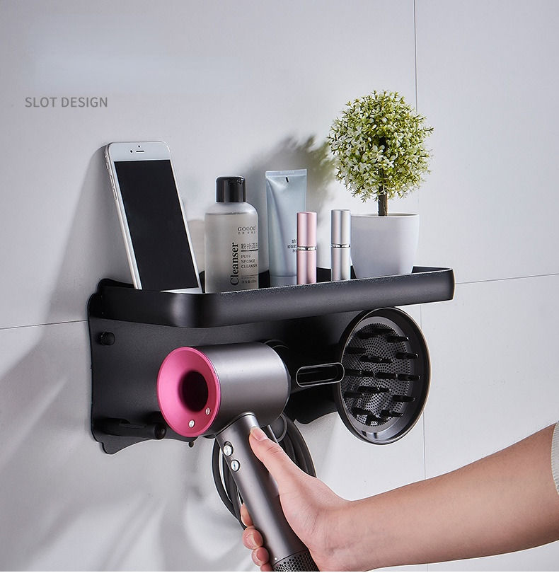 Magnetic Wall Mount Hair Dryer Holder for Dyson - Black Metal 5