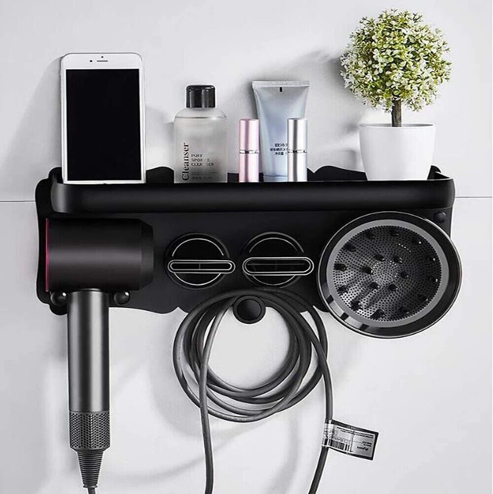 Magnetic Wall Mount Hair Dryer Holder for Dyson - Black Metal 6