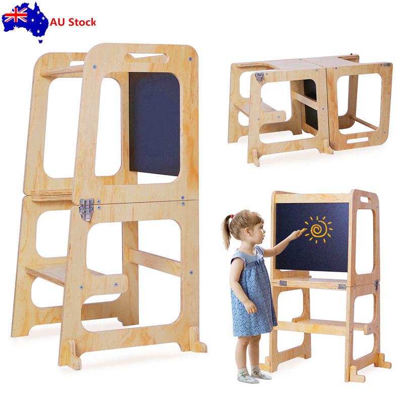 Wooden Toddler Step Stool Learning Tower Kitchen Safety