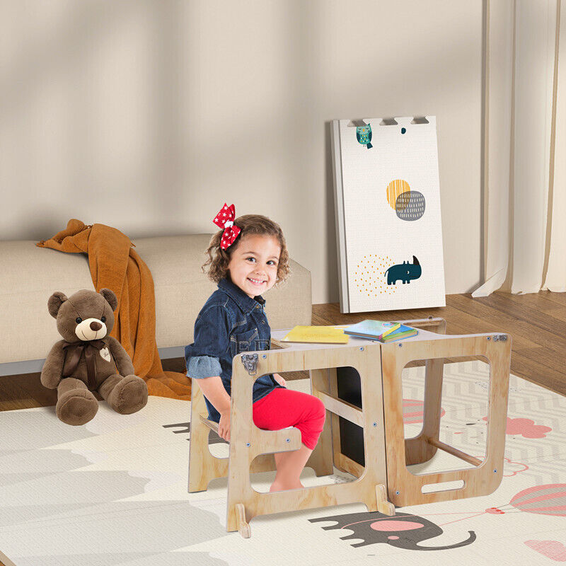 Wooden Toddler Step Stool Learning Tower Kitchen Safety 9