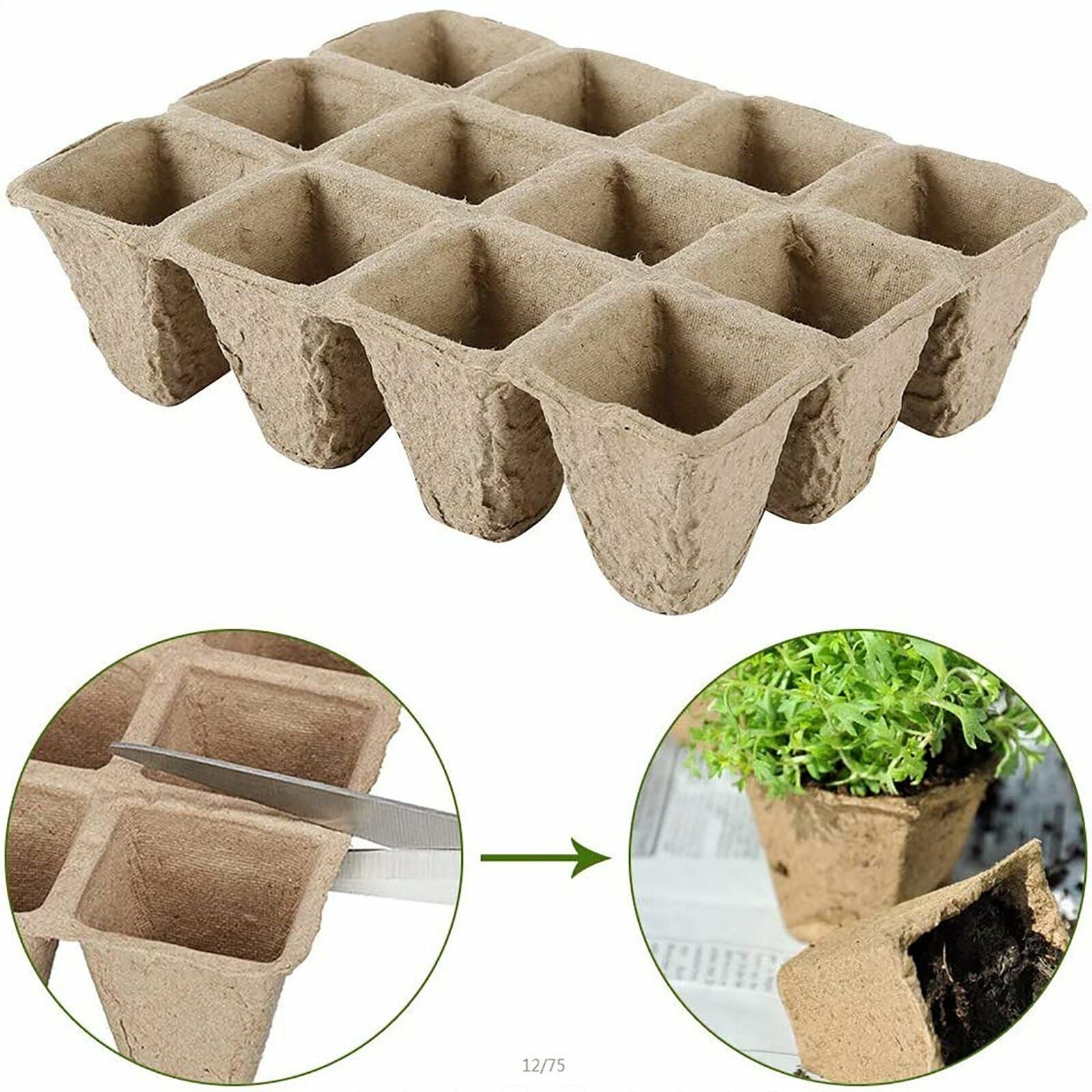 10pcs Biodegradable Seedling Trays 12-Hole Garden Starter 5
