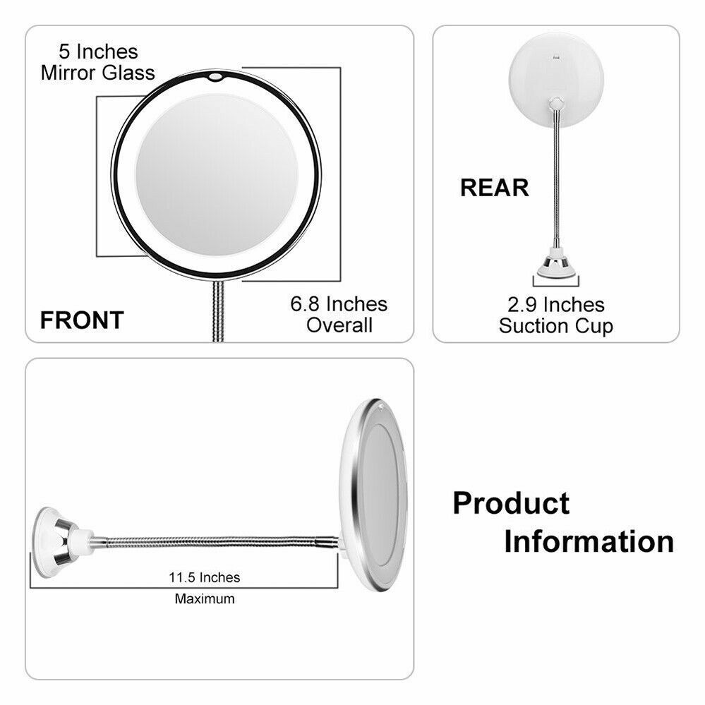 10X LED Magnifying Makeup Mirror 360° Rotation 7