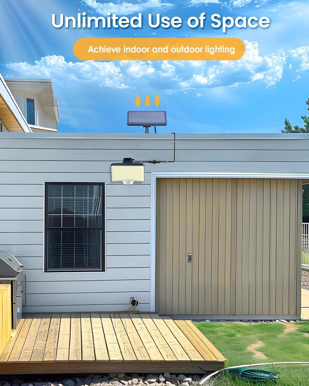 294 LED Solar Light Motion Sensor 6500K Black Outdoor Security Wall Flood Lamp 3