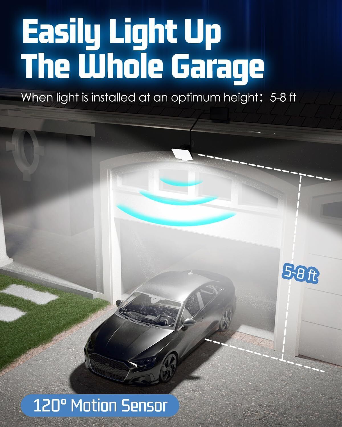 294 LED Solar Light Motion Sensor 6500K Black Outdoor Security Wall Flood Lamp 6