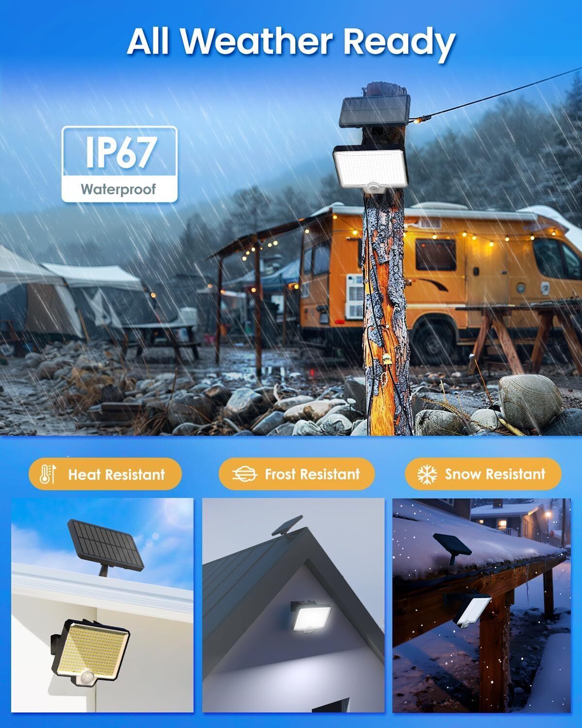 294 LED Solar Light Motion Sensor 6500K Black Outdoor Security Wall Flood Lamp 7