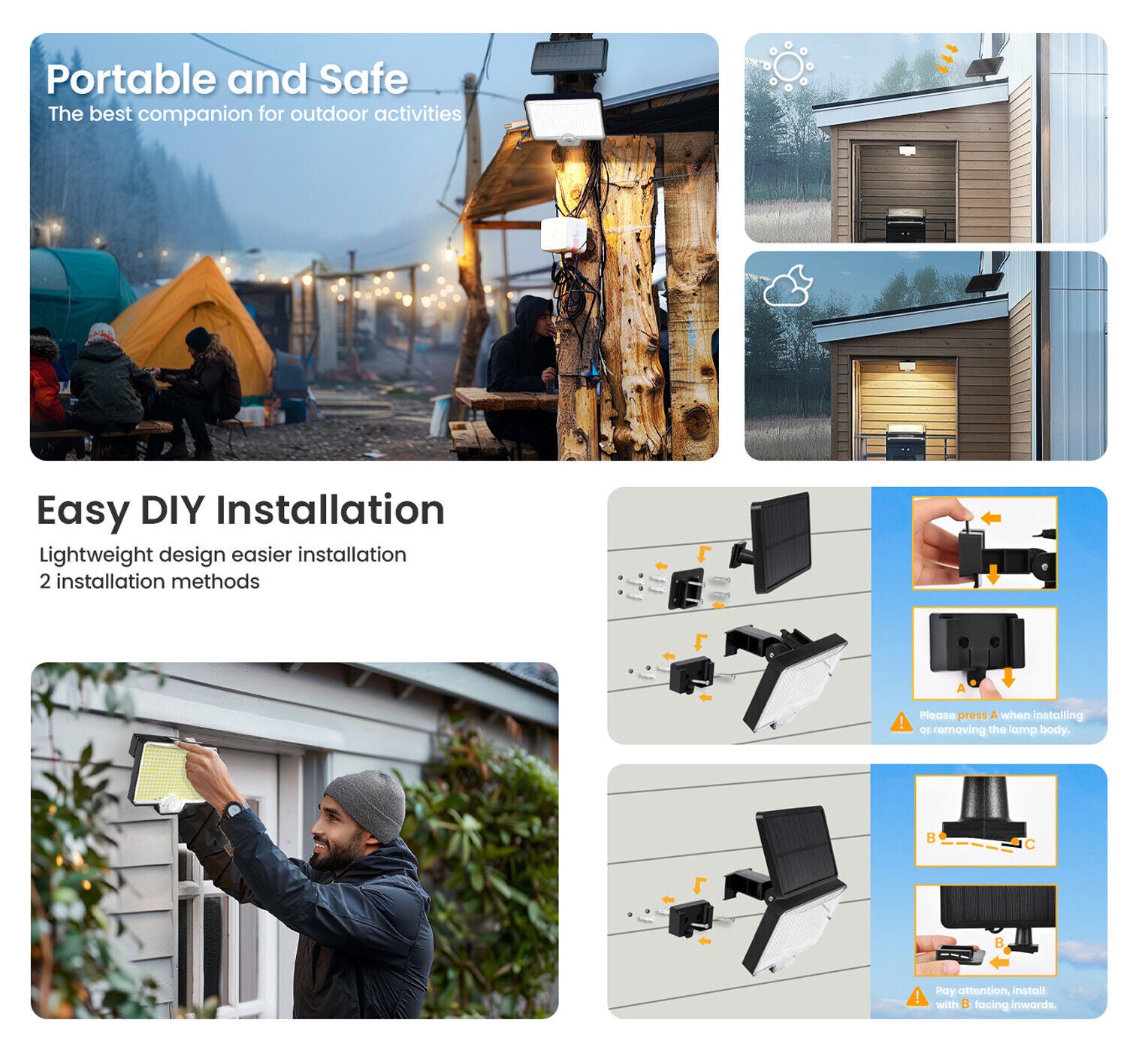 294 LED Solar Light Motion Sensor 6500K Black Outdoor Security Wall Flood Lamp 9