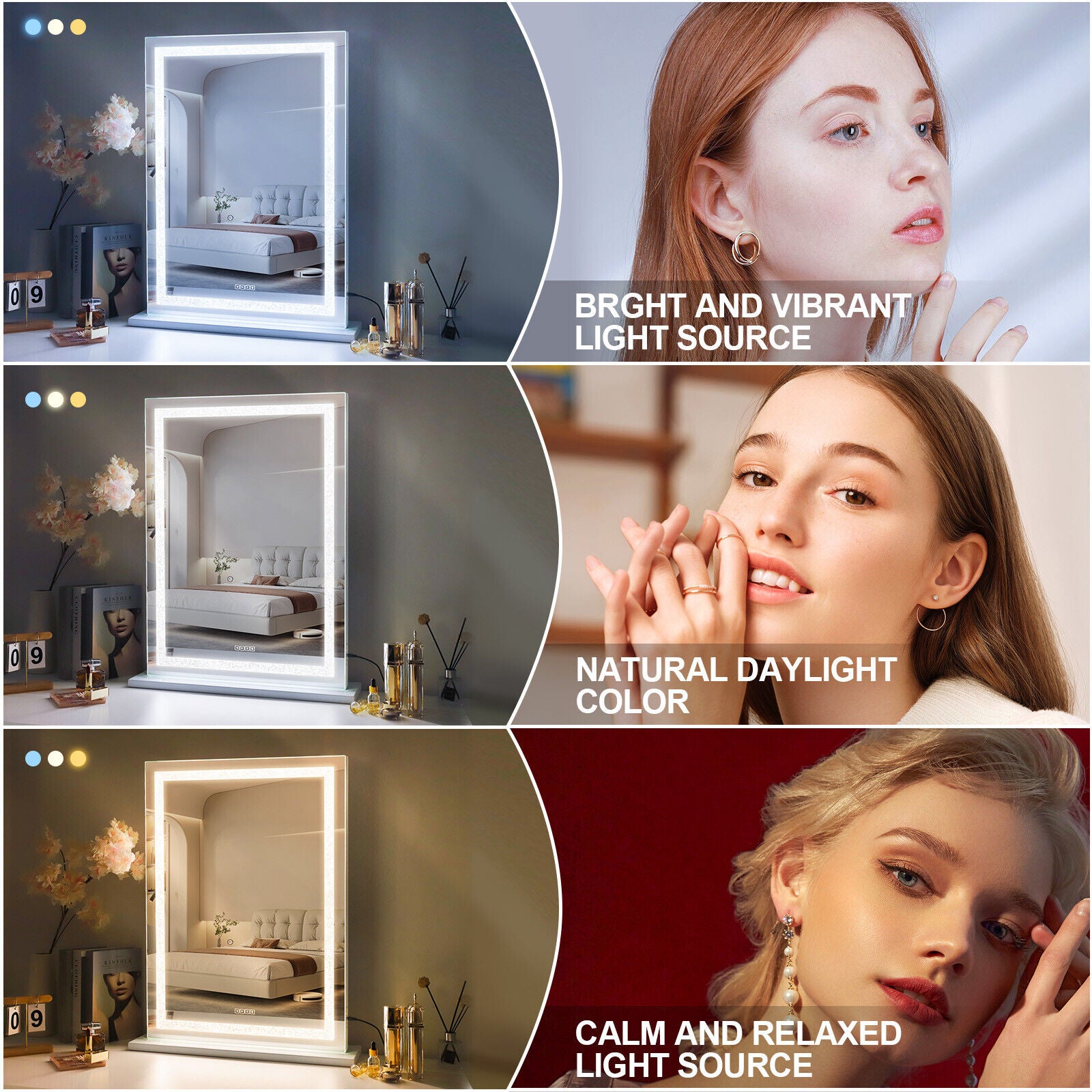 Crystal Vanity Mirror 80CM LED Bluetooth Magnifying 5