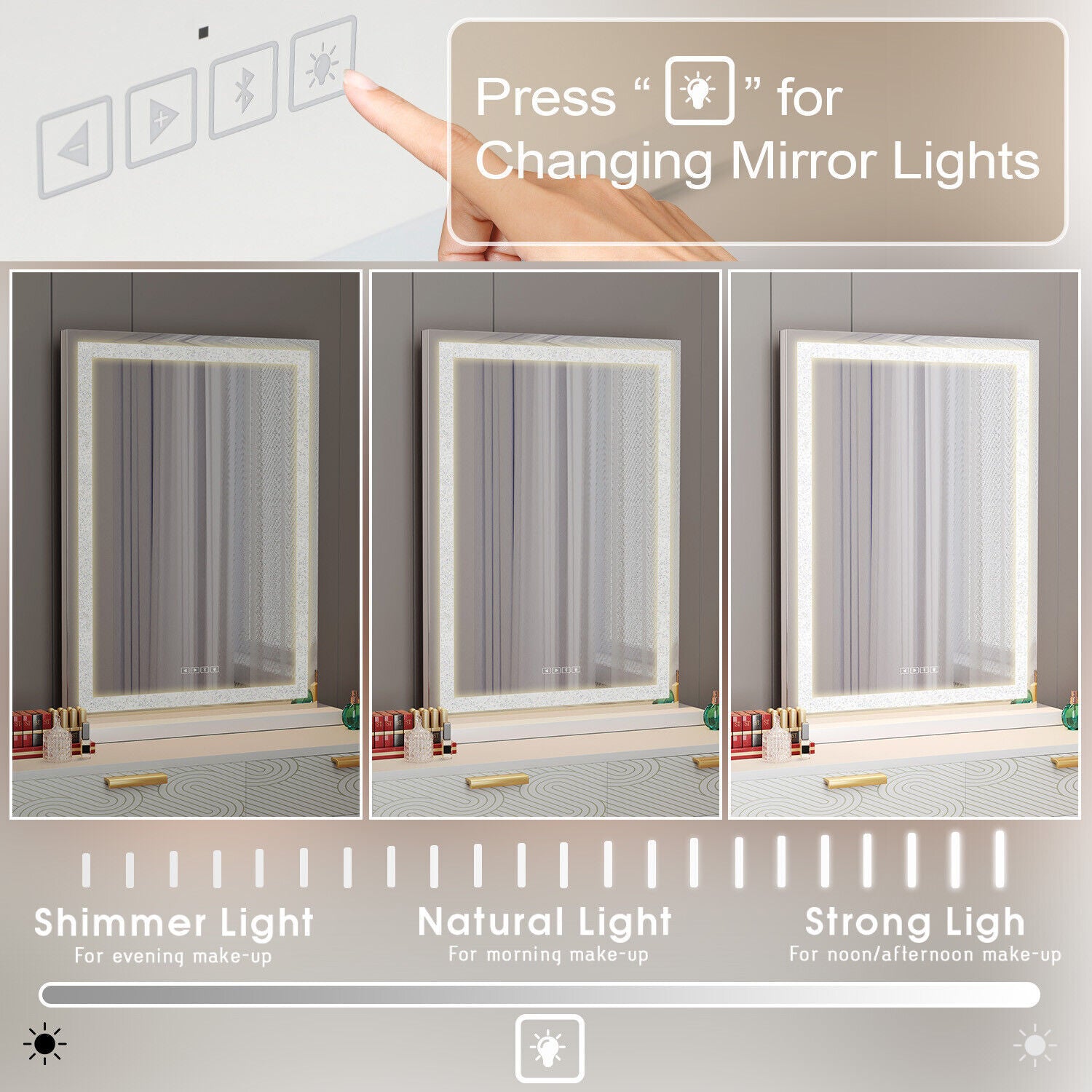 Crystal Vanity Mirror 80CM LED Bluetooth Magnifying 6