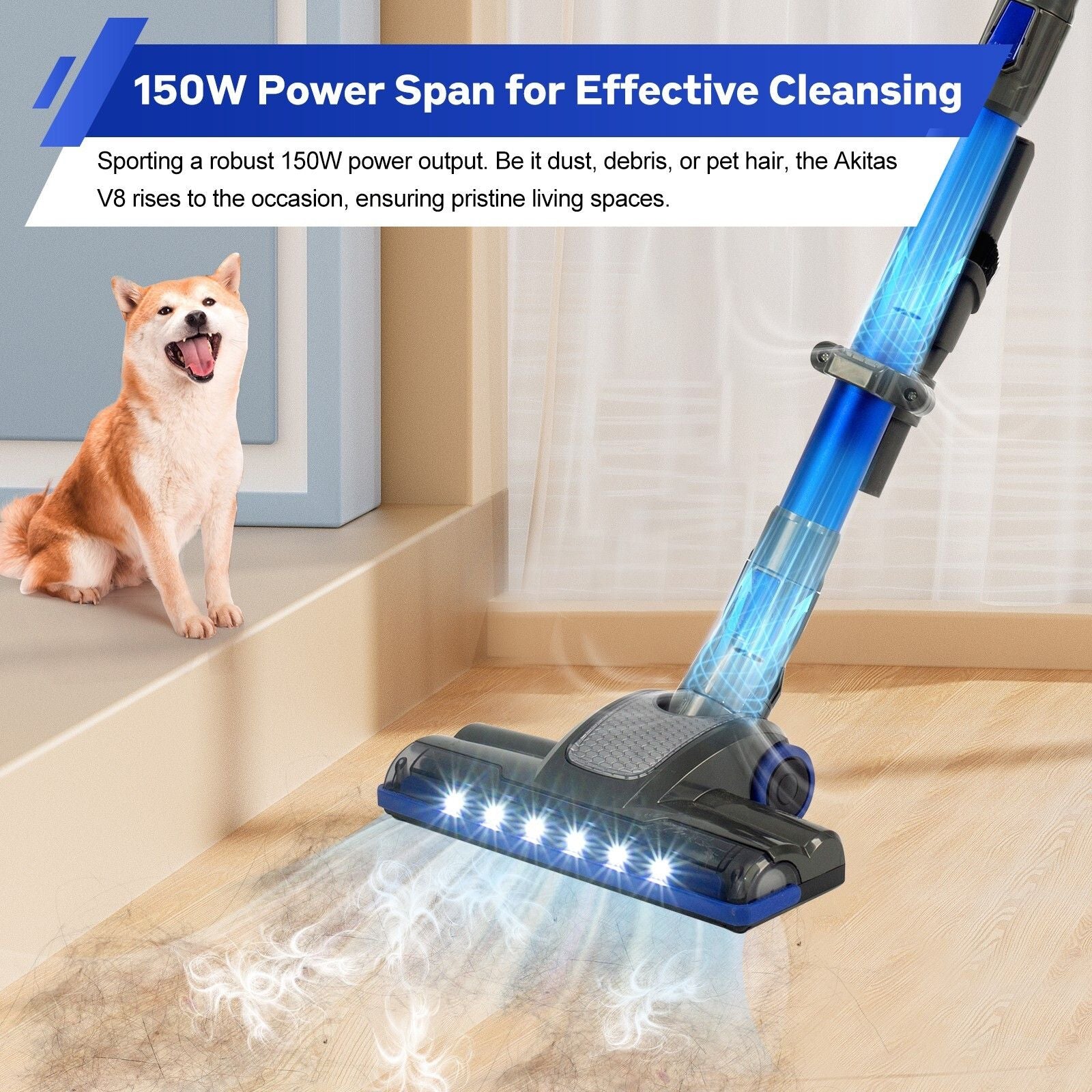 V8 150W Handheld Stick Vacuum Cleaner 40 Min Runtime LED 5