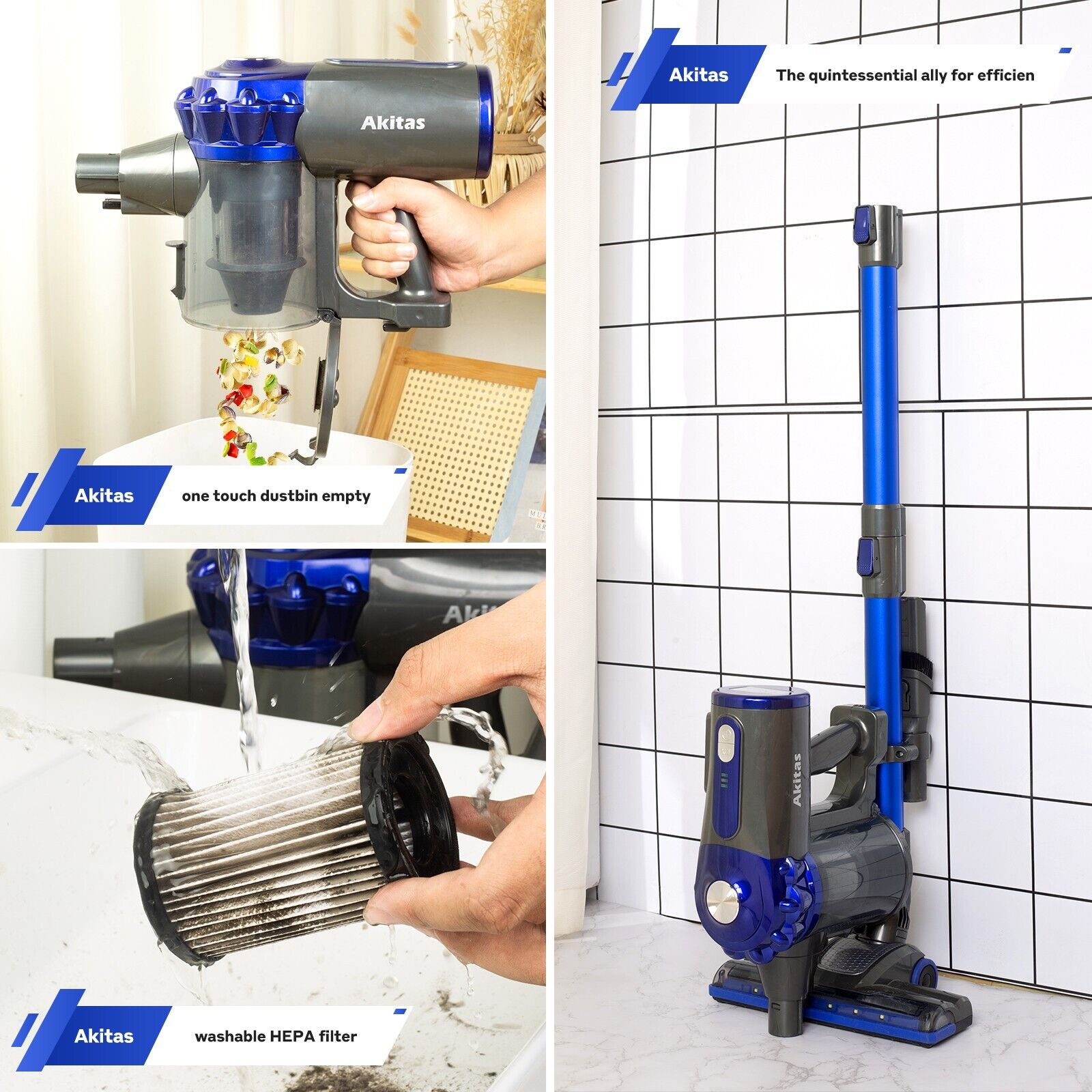 V8 150W Handheld Stick Vacuum Cleaner 40 Min Runtime LED 6