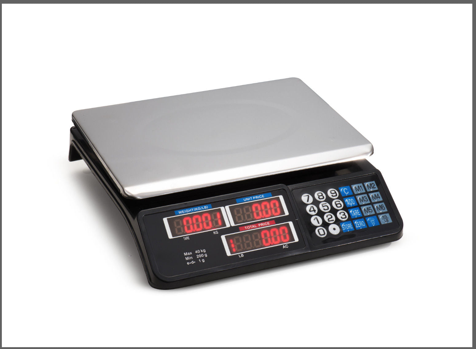 Digital Kitchen Scale 40kg 1g Increment Electronic Black 4