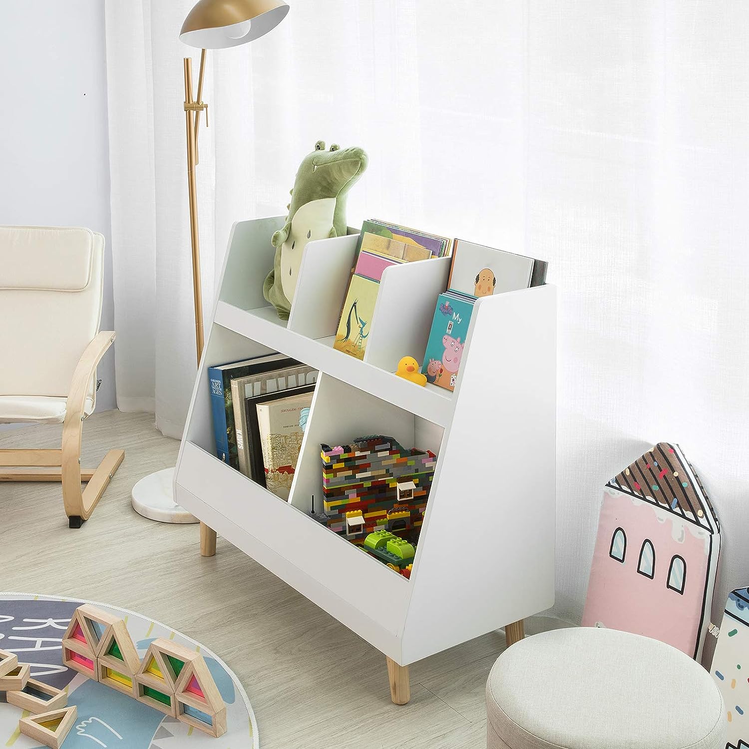 Childrens Shelving Unit, 5 Compartments Bookcase 3