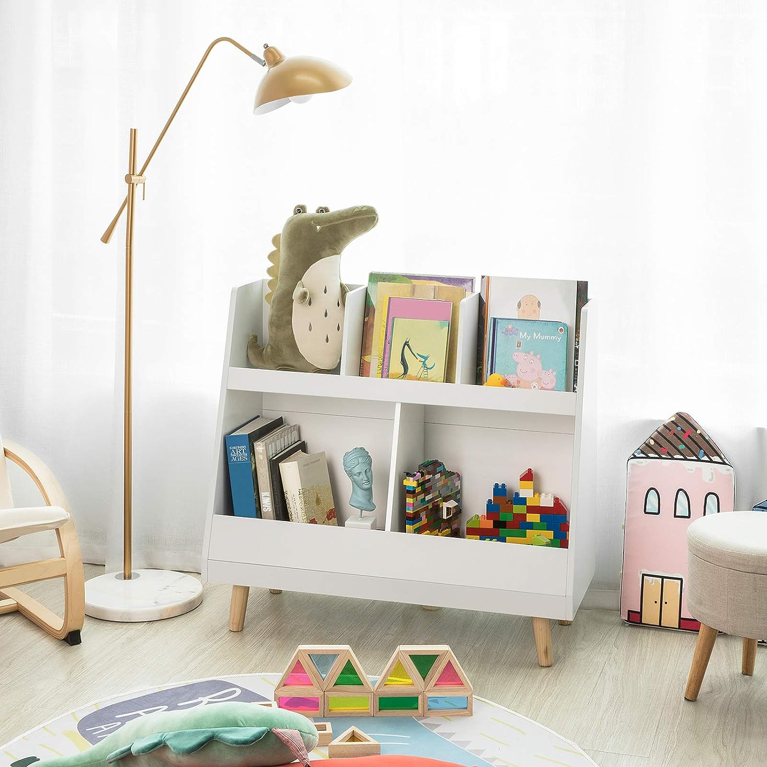Childrens Shelving Unit, 5 Compartments Bookcase 7