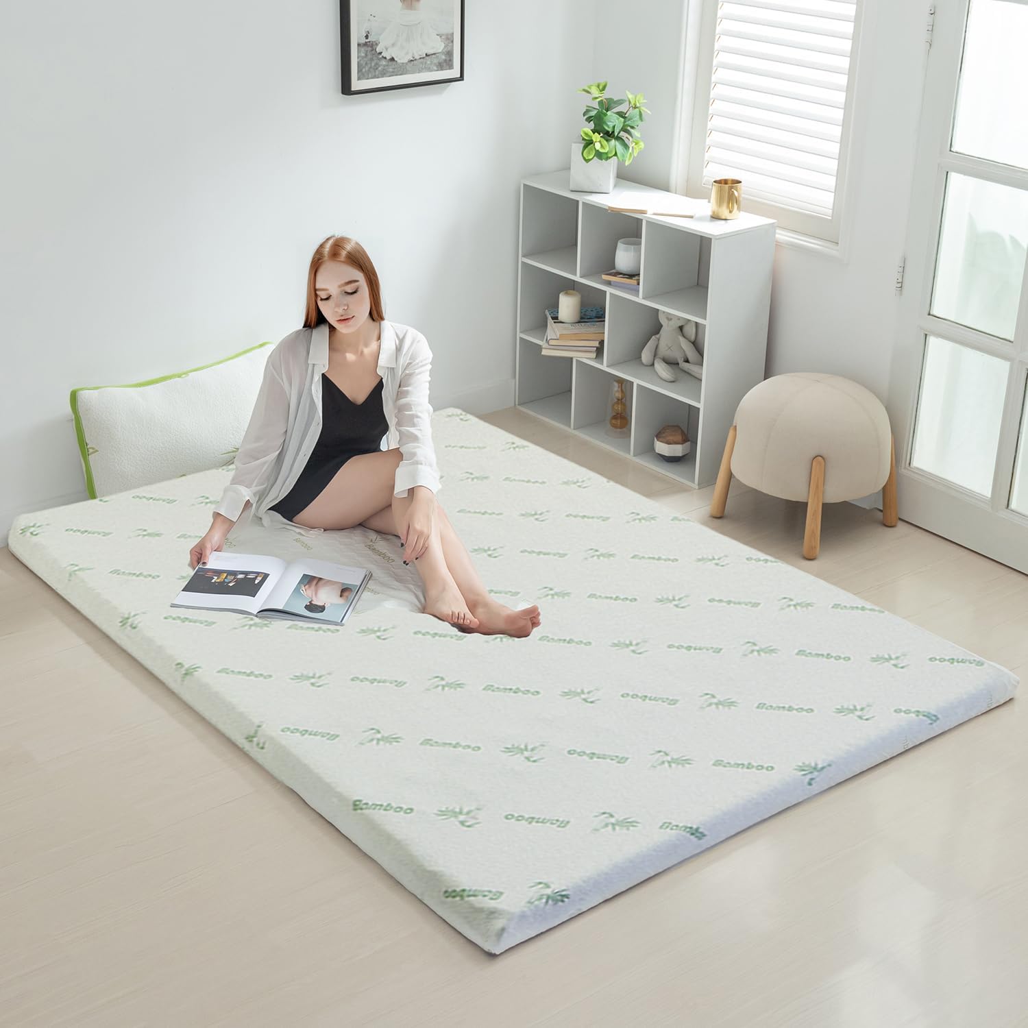 Single Memory Foam Mattress Topper 7-Zone Bamboo Cover Breathable 3