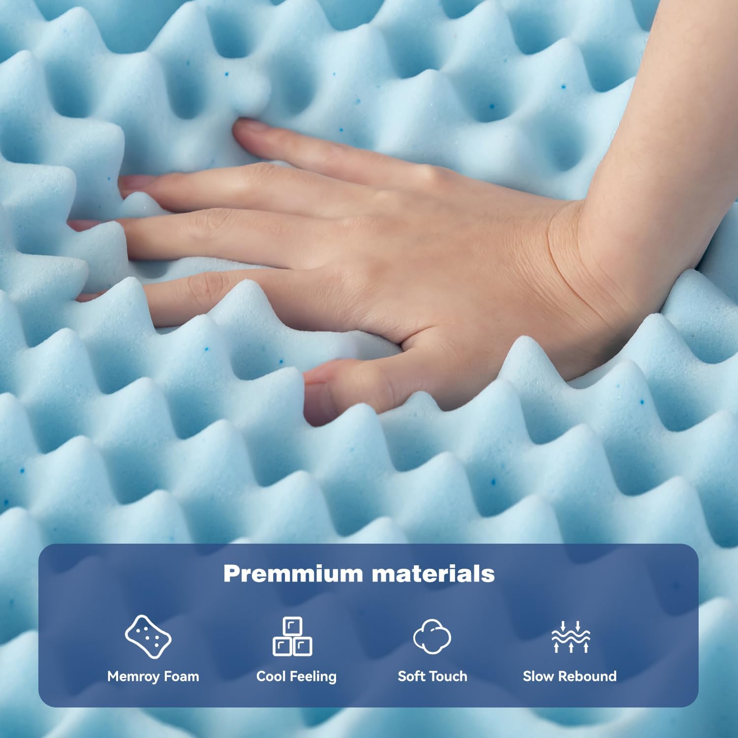 Single Memory Foam Mattress Topper 7-Zone Bamboo Cover Breathable 7