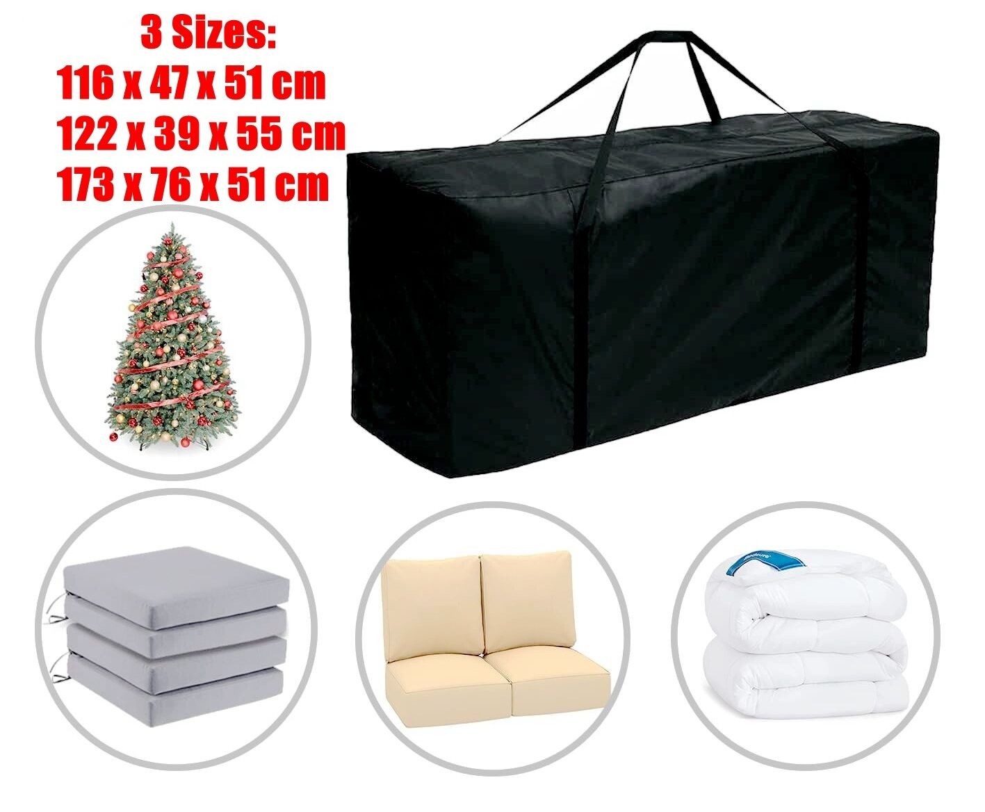 Extra Large Christmas Tree Storage Bag 173x76x51cm Waterproof 4
