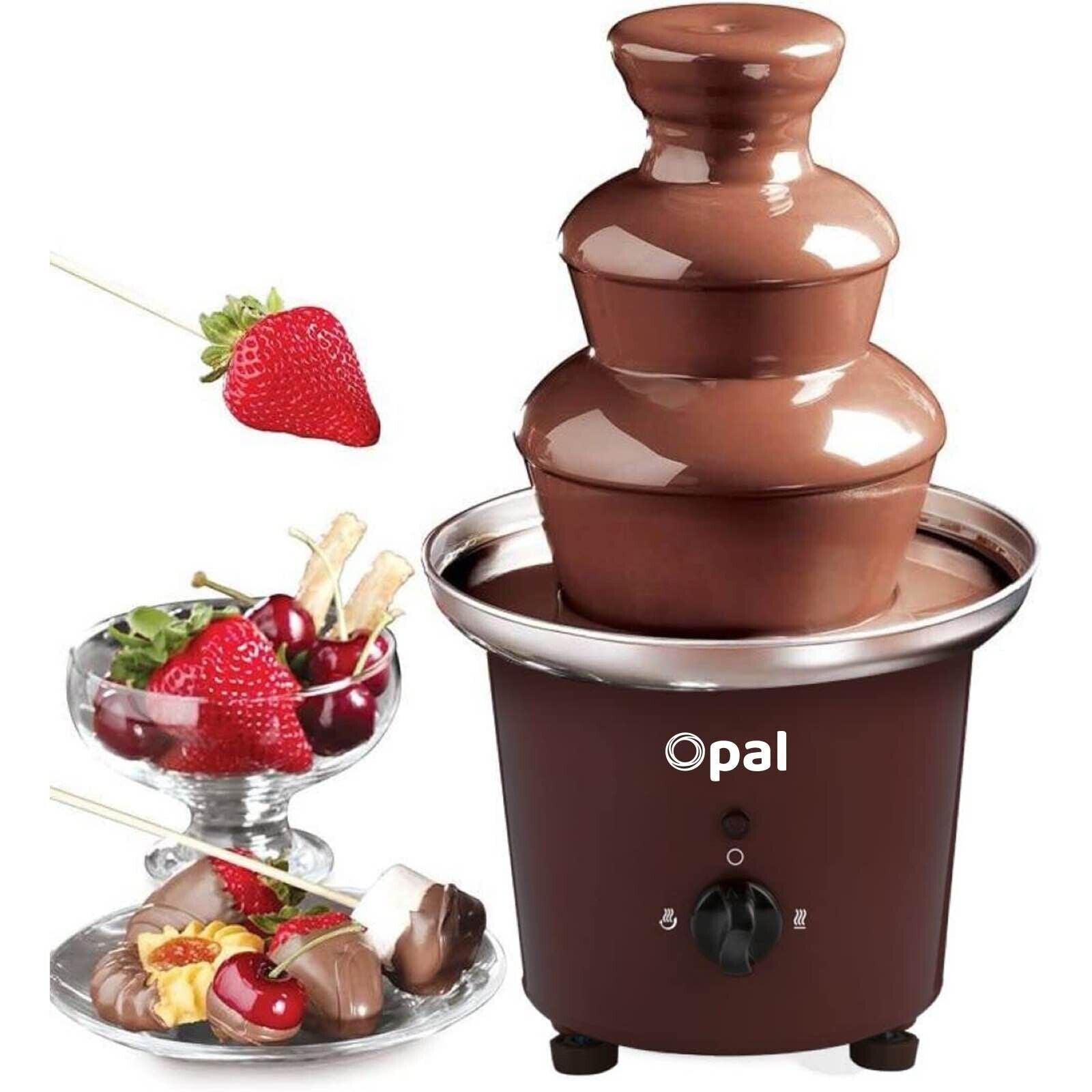 3-Tier Electric Chocolate Fondue Fountain Stainless Steel 0.9L 5