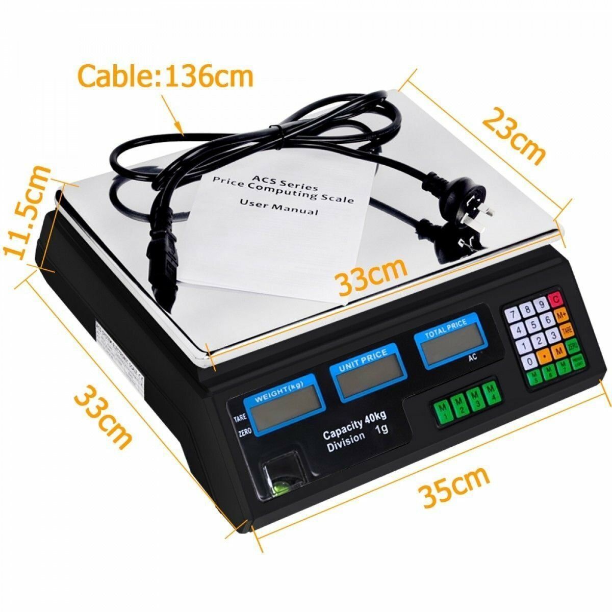 40KG Digital Kitchen Scale Metal Electronic Postal Platform 7