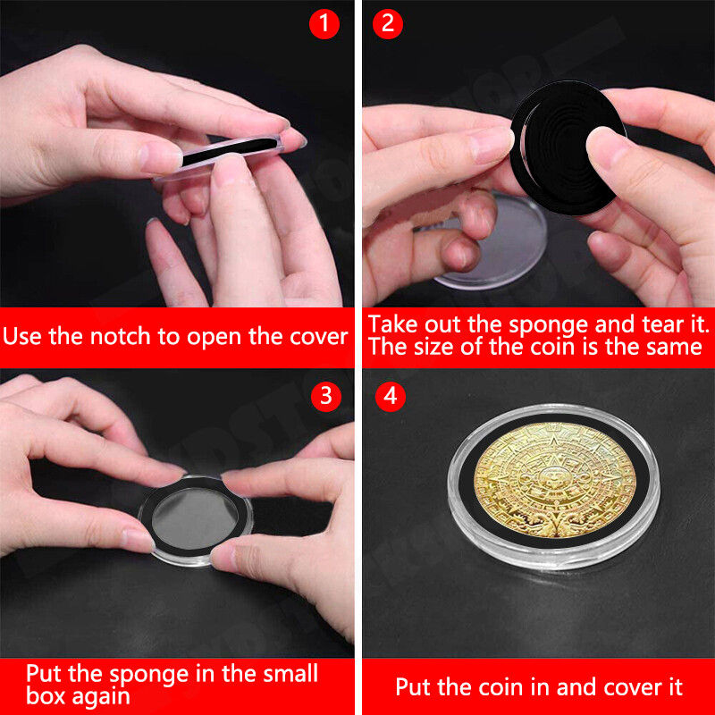 100pcs 46mm Clear Plastic Coin Holder Capsules Storage Box 3