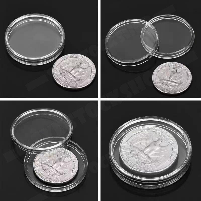 100pcs 46mm Clear Plastic Coin Holder Capsules Storage Box 4