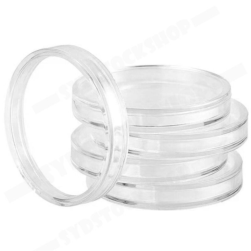 100pcs 46mm Clear Plastic Coin Holder Capsules Storage Box 7