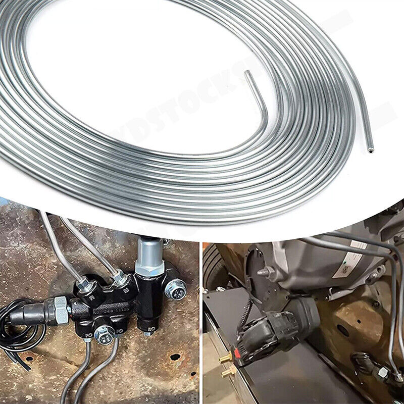 25Ft 3/16'' OD Steel Zinc Brake Line Tubing Kit 150MPa +32 Fittings 6
