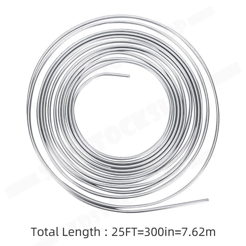 25Ft 3/16'' OD Steel Zinc Brake Line Tubing Kit 150MPa +32 Fittings 10