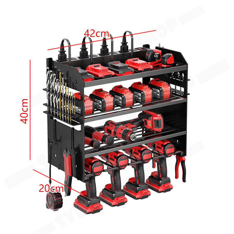 Power Tool Rack Organizer - Wall Mount Drill Holder, 4 Layers 3