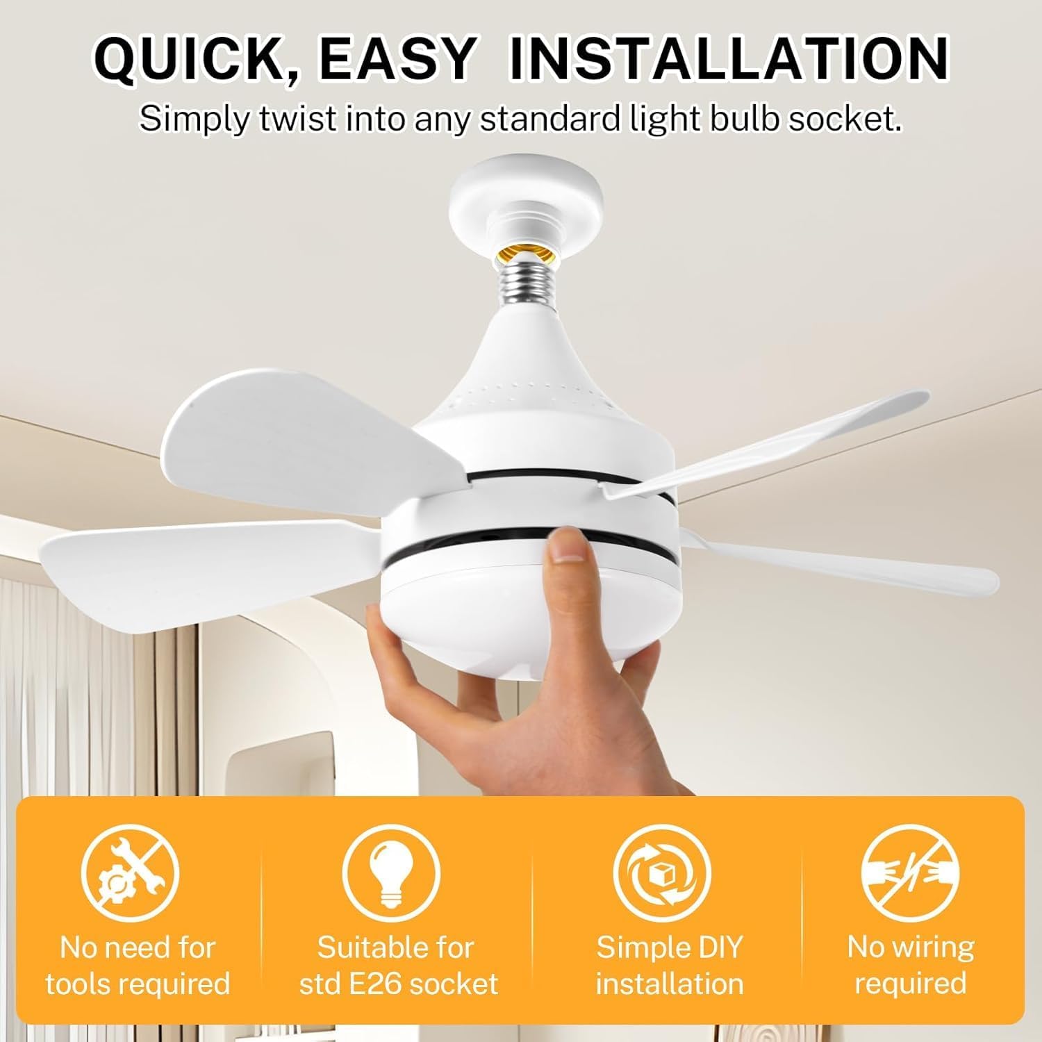 16.5 Ceiling Fan with LED Light 3-Speed Remote Control 3
