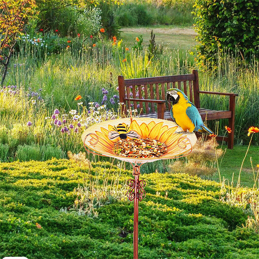 Solar Bird Bath Feeder Fountain Deck Post Mount 5