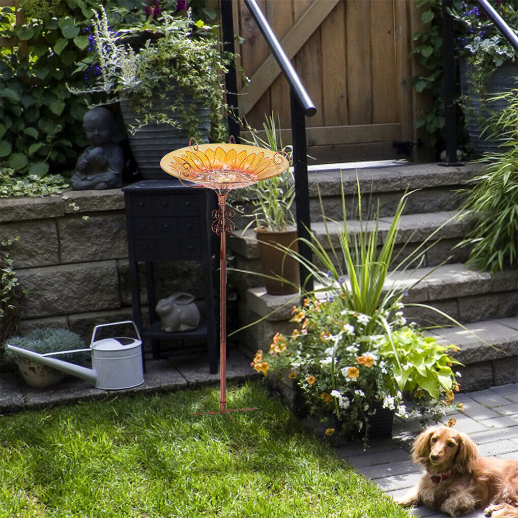 Solar Bird Bath Feeder Fountain Deck Post Mount 7