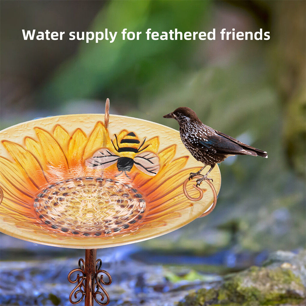 Solar Bird Bath Feeder Fountain Deck Post Mount 9