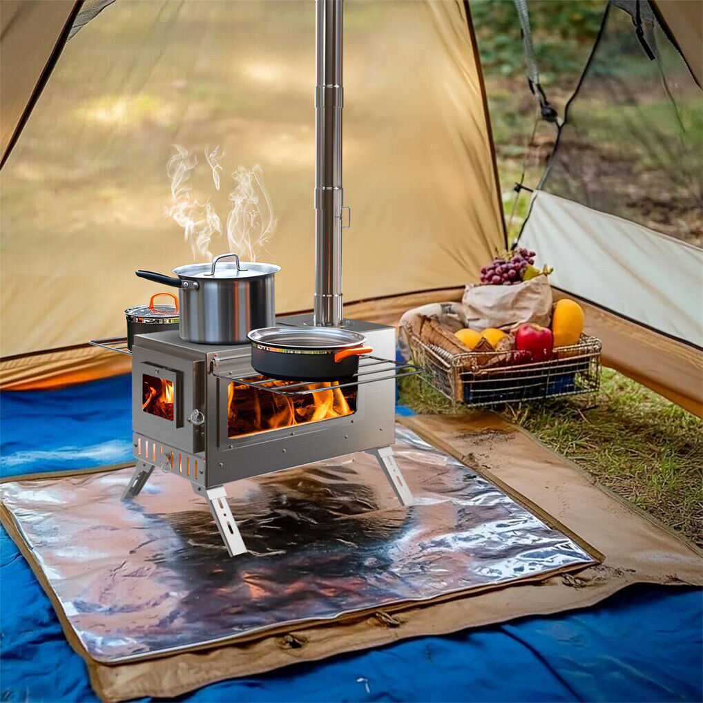 Stainless Steel Wood Burner Stove for Camping w/ Chimney & Bag 3