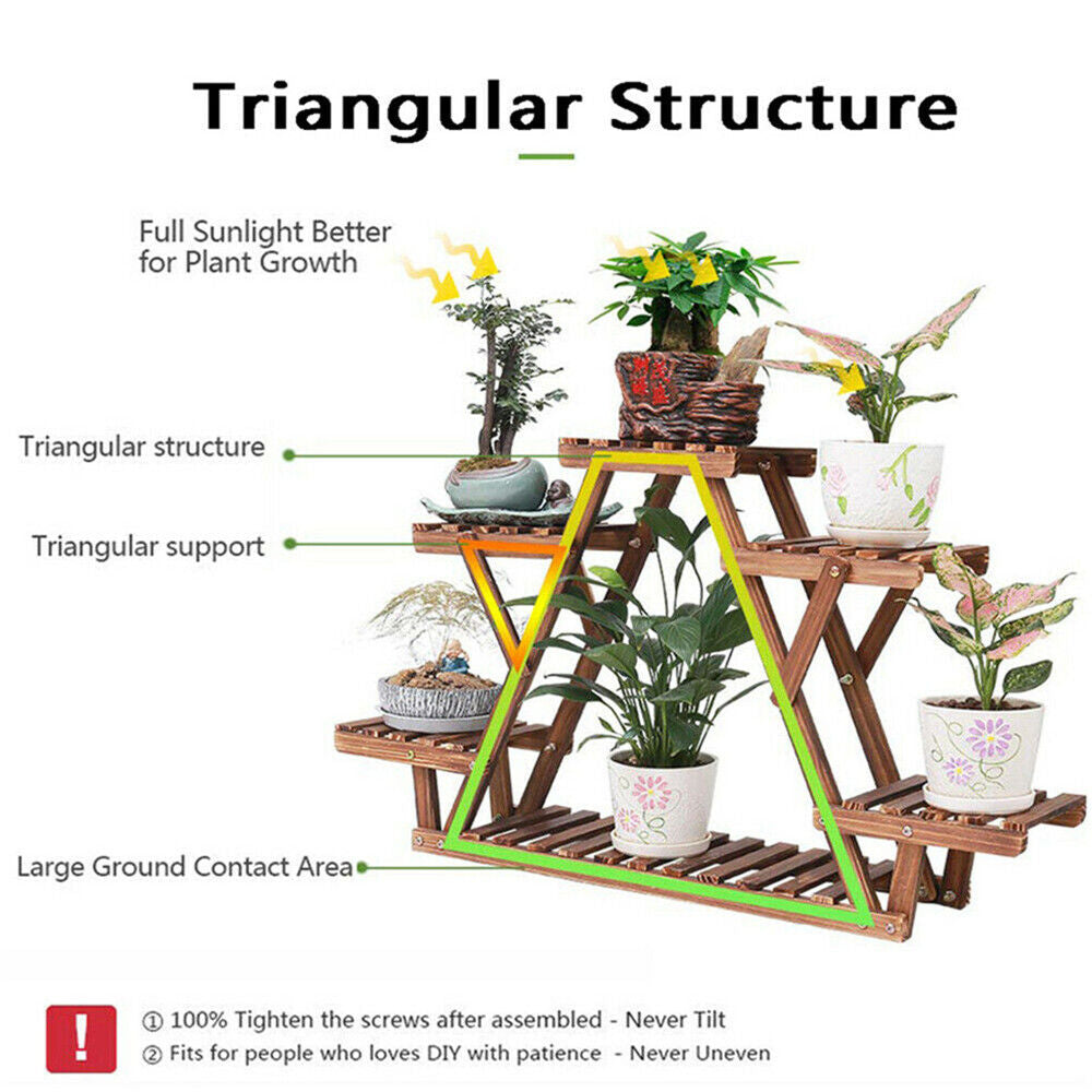 Wooden 6 Tier Plant Stand A-Frame Flower Pot Display Organizer 3
