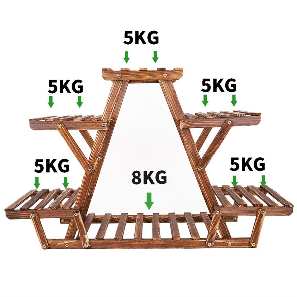 Wooden 6 Tier Plant Stand A-Frame Flower Pot Display Organizer 8