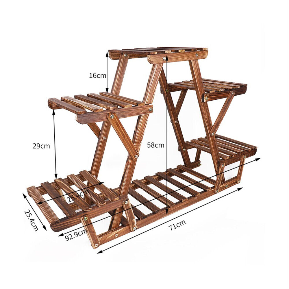 Wooden 6 Tier Plant Stand A-Frame Flower Pot Display Organizer 9