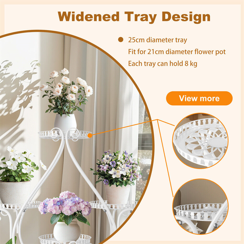 Movable Metal Plant Stand Garden Cart Indoor/Outdoor Decor 6