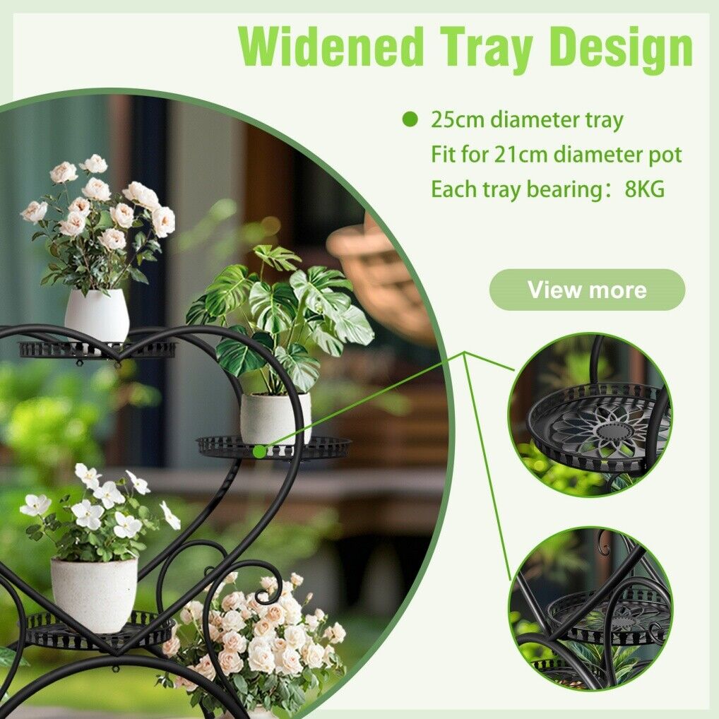 Rolling Metal Plant Stand Indoor Outdoor Garden Display Shelf 7