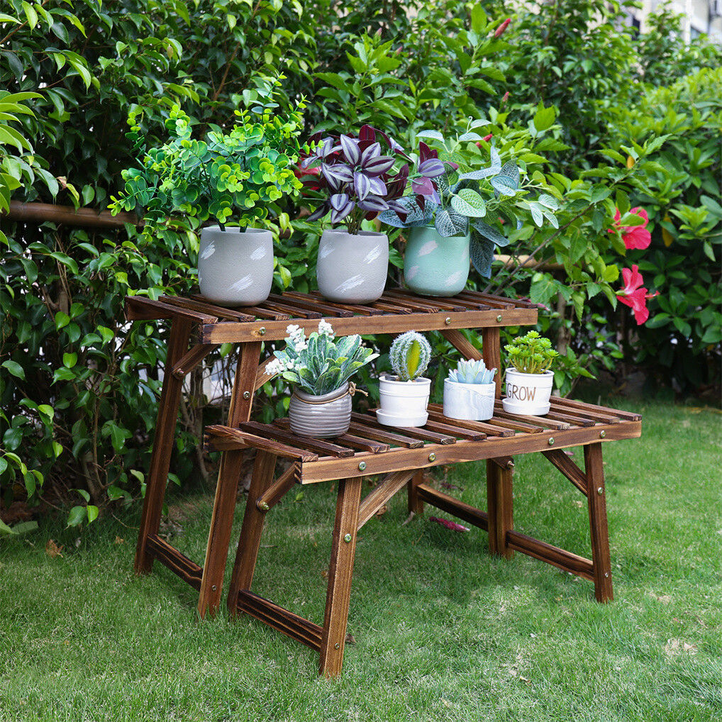 Pine Wood 3pcs Plant Stand Ladder Garden Flower Display 3