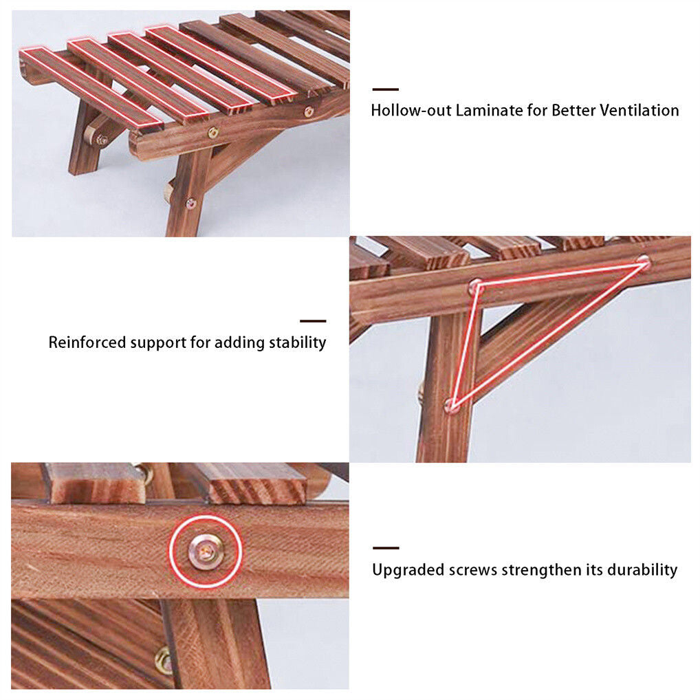 Pine Wood 3pcs Plant Stand Ladder Garden Flower Display 8