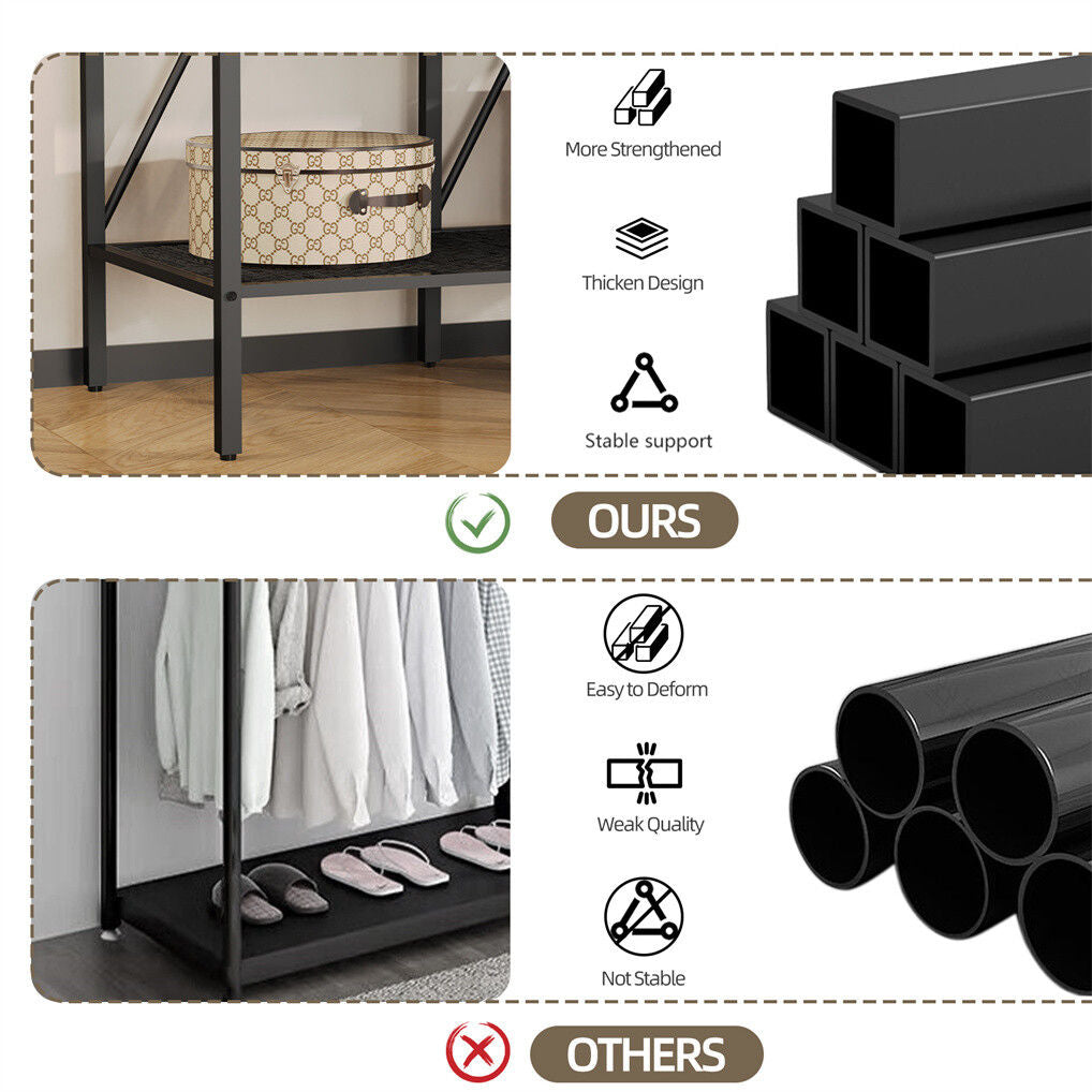 XXL Heavy Duty Wardrobe Closet w/ Shelf, Drawer & Rack 8