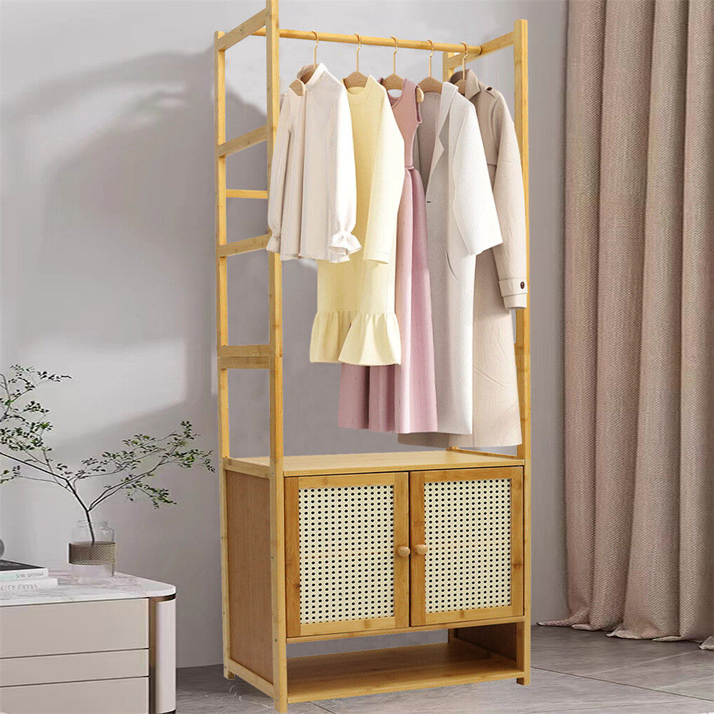 Bamboo Clothes Rack Coat Stand 168cm High Polish 53cm Length 6