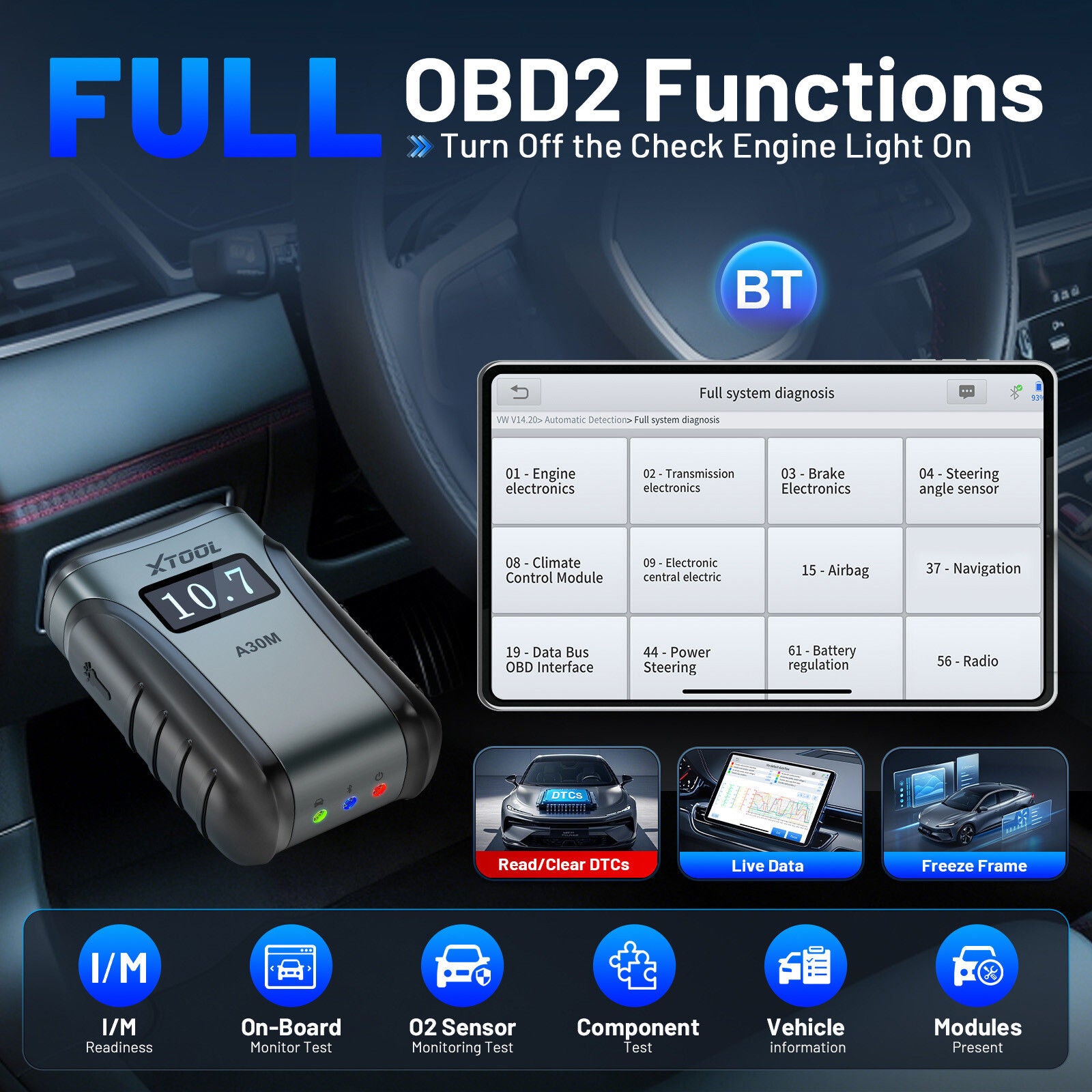 2025 A30M Bluetooth Diagnostic Scanner Global Version 10