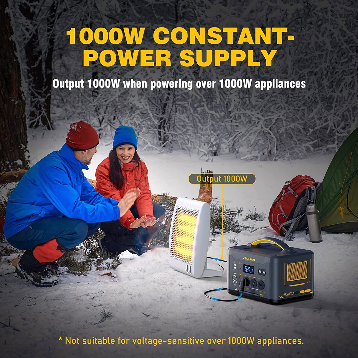 1000W 1408Wh Solar Generator 10A Black Portable Power Station 8
