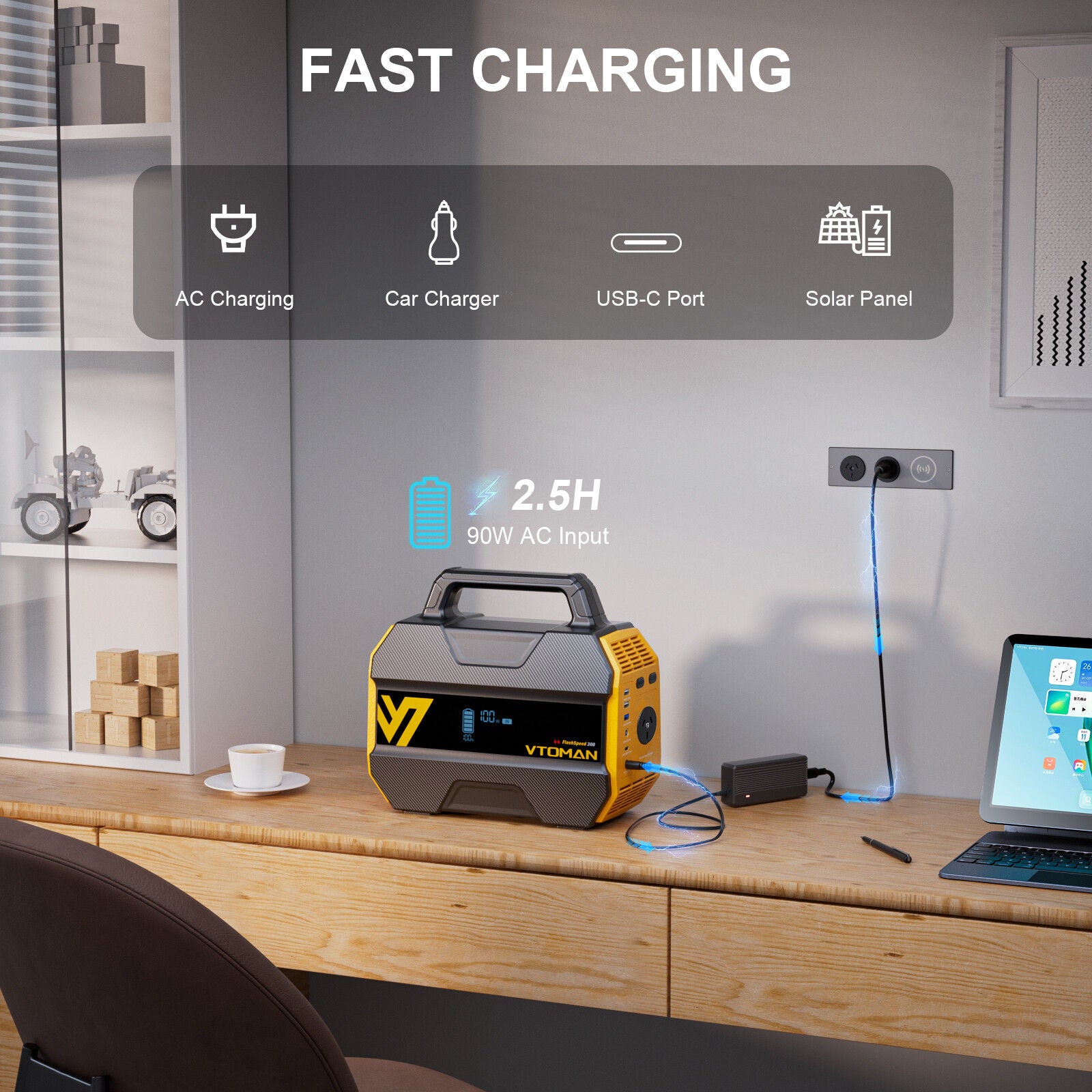 FlashSpeed 300 Solar Power Station 600W AC/DC for Camping AU 6