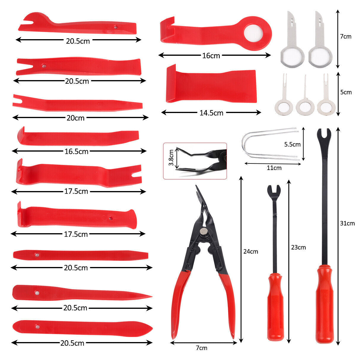 65pcs Car Trim Removal Tool Set Pry Bar Dash Kit 7