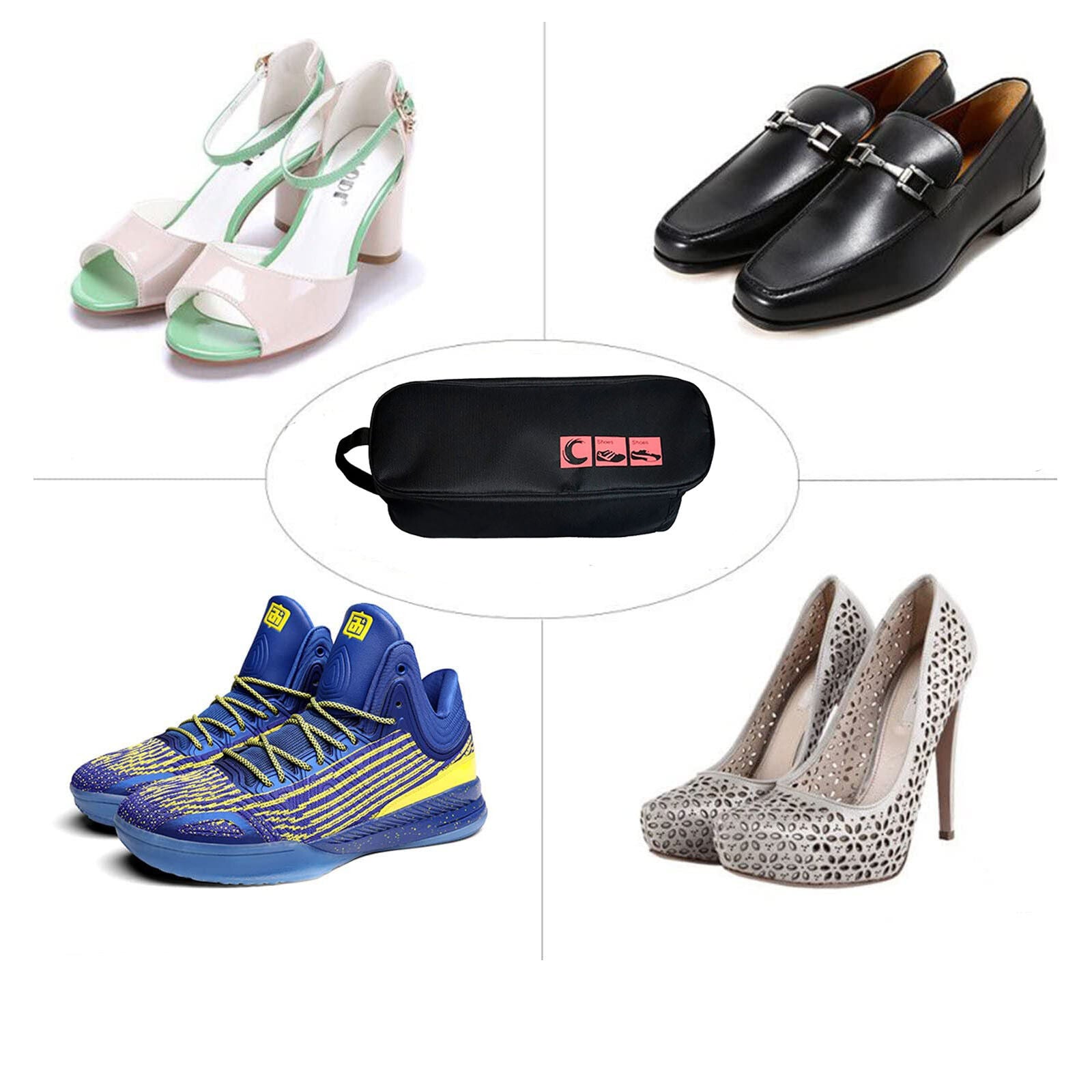 Portable Waterproof Shoe Bag with View Window 13cm High 3