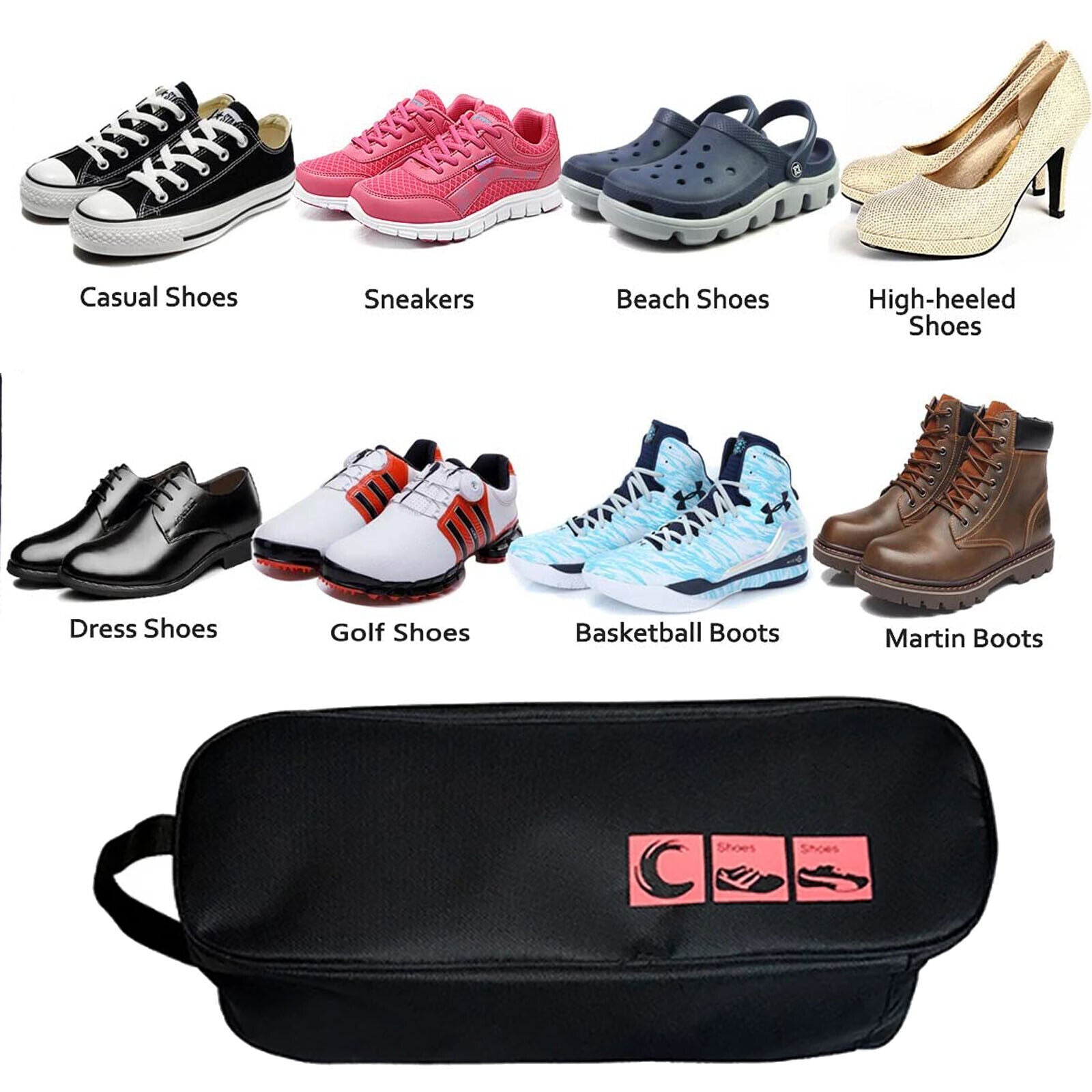 Portable Waterproof Shoe Bag with View Window 13cm High 6