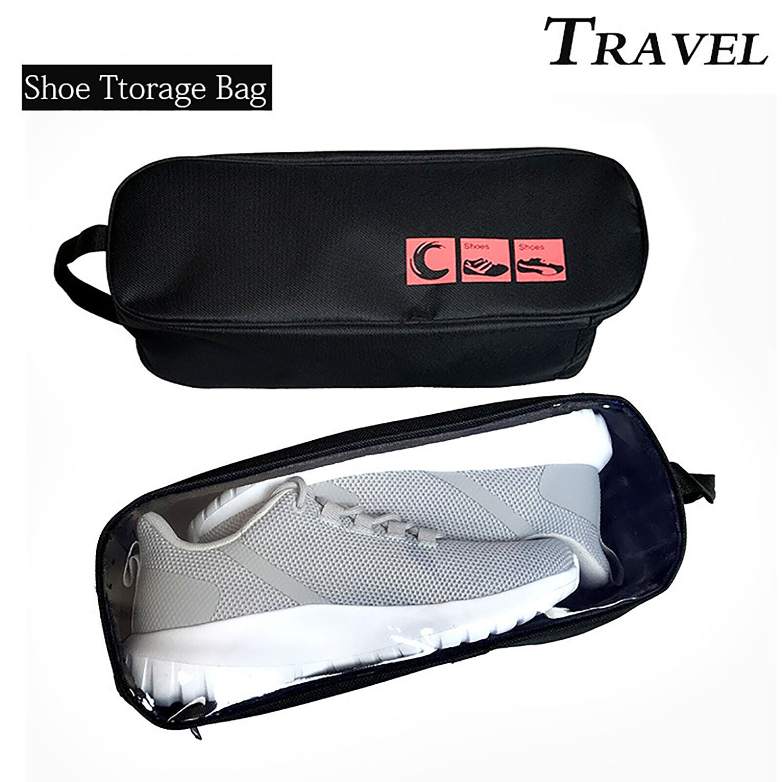 Portable Waterproof Shoe Bag with View Window 13cm High 7