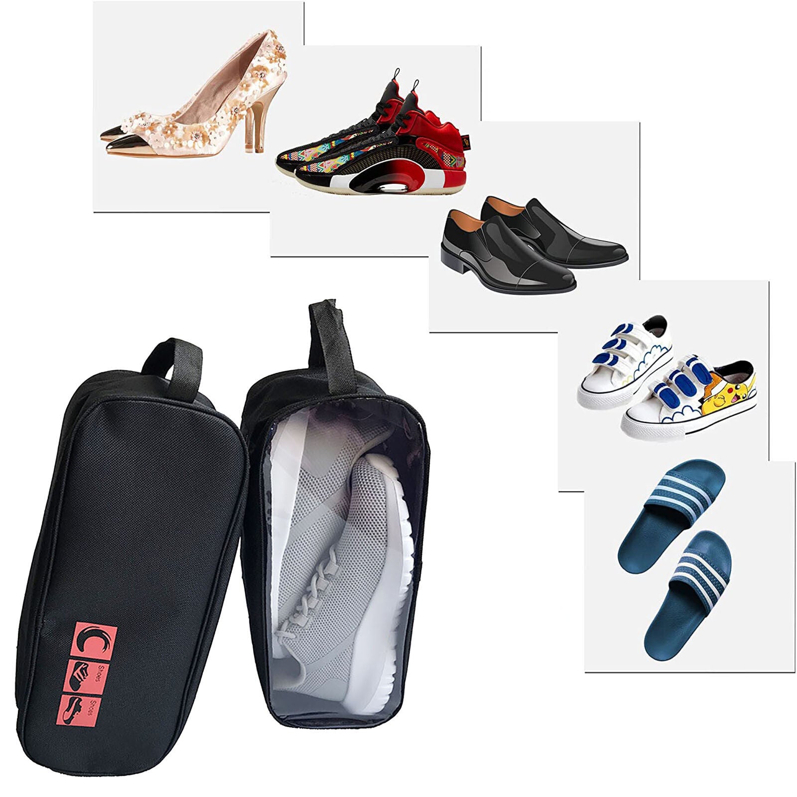 Portable Waterproof Shoe Bag with View Window 13cm High 8